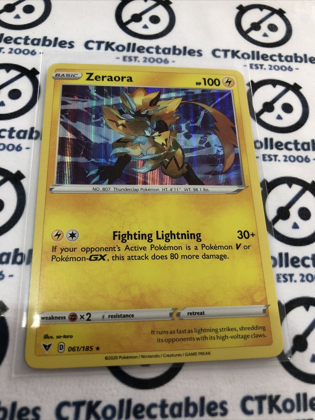Zeraora #061/185 Holo Rare- Pokemon Card Vivid Voltage CTKollectables Zeraora #061/185 Holo Rare- Pokemon Card Vivid Voltage CTKollectables