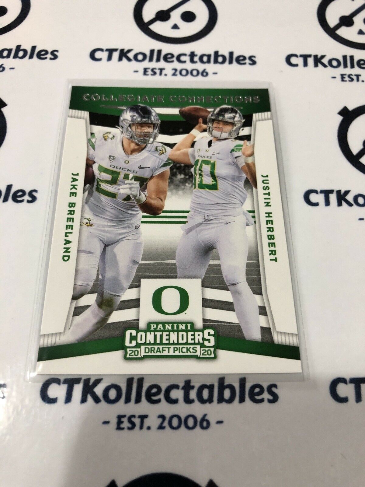 2020 NFL Contenders Draft Collegiate Connections Jake Breeland/ Justin Herbert #8 Chargers