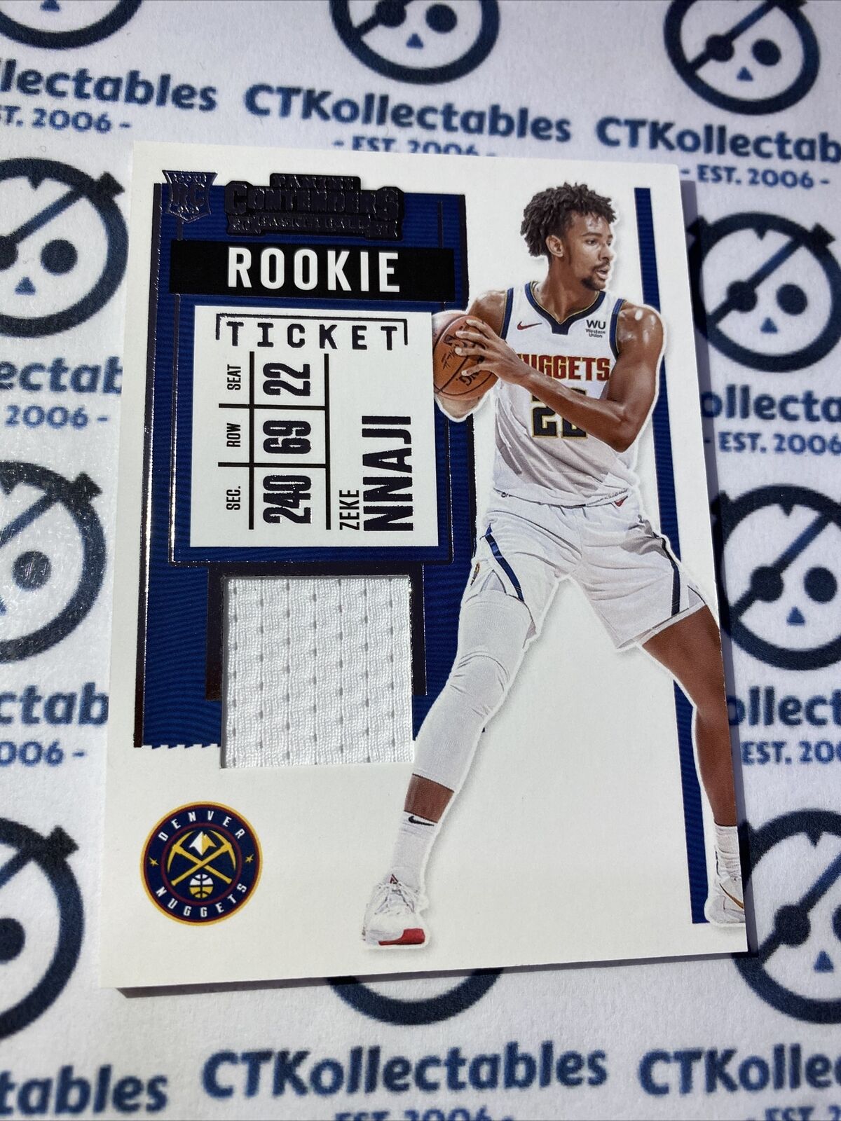 2020-21 NBA Contenders Zeke Nnaji Rookie Ticket Swatches Nuggets