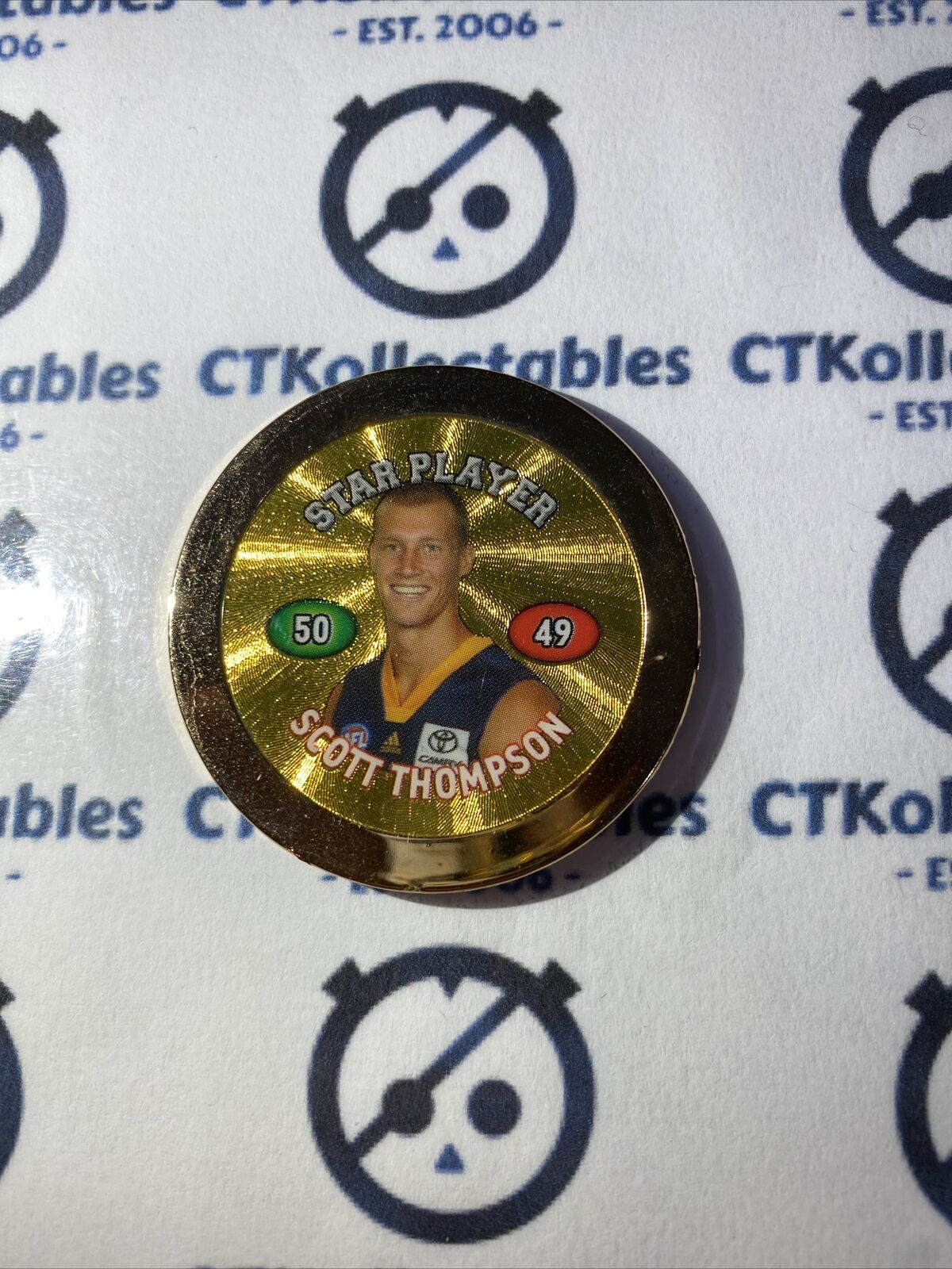 2008 Topps AFL Chipz Scott Thompson Gold Poker Chip