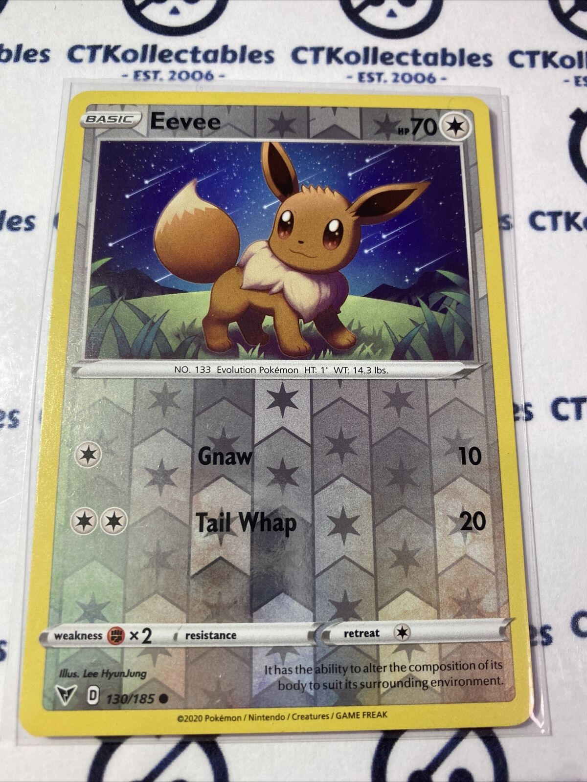 Eevee Reverse Holo #130/185 Pokmon Card Vivid Voltage CTKollectables Eevee Reverse Holo #130/185 Pokmon Card Vivid Voltage CTKollectables