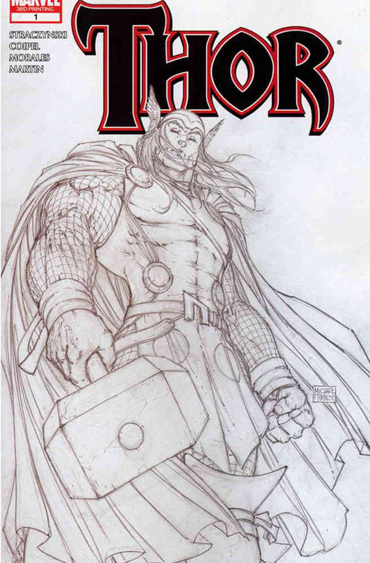 THOR # 1 VARIANT SKETCH COVER 3ND PRINTING MARVEL COMIC BOOK 2007