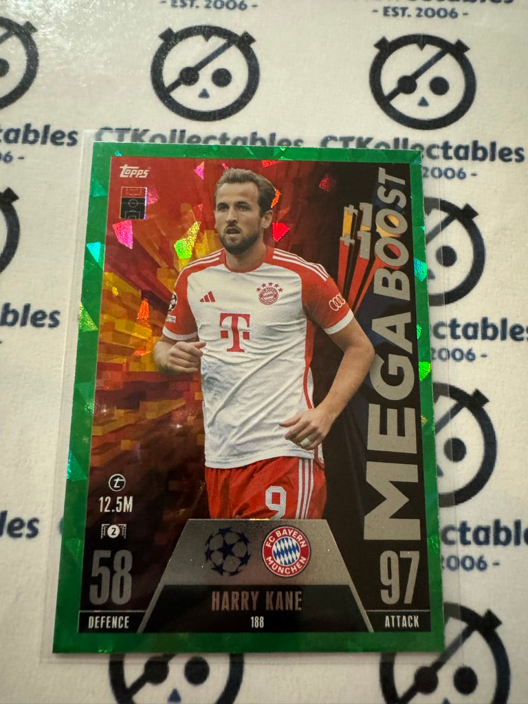 2023-24 TOPPS MATCH ATTAX Harry Kane Mega Boost #188 Emerald RARE