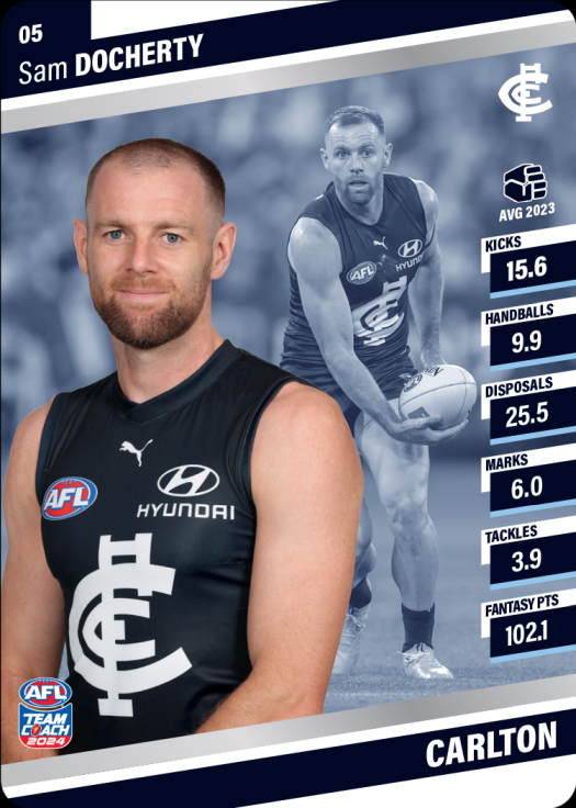 2024 AFL Teamcoach Silver Card #05 Sam Docherty Blues