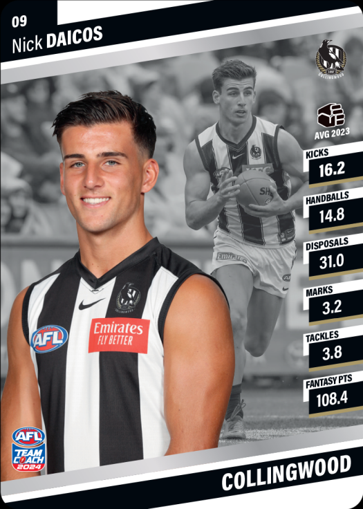 2024 AFL Teamcoach Silver Card #09 Nick Daicos Magpies