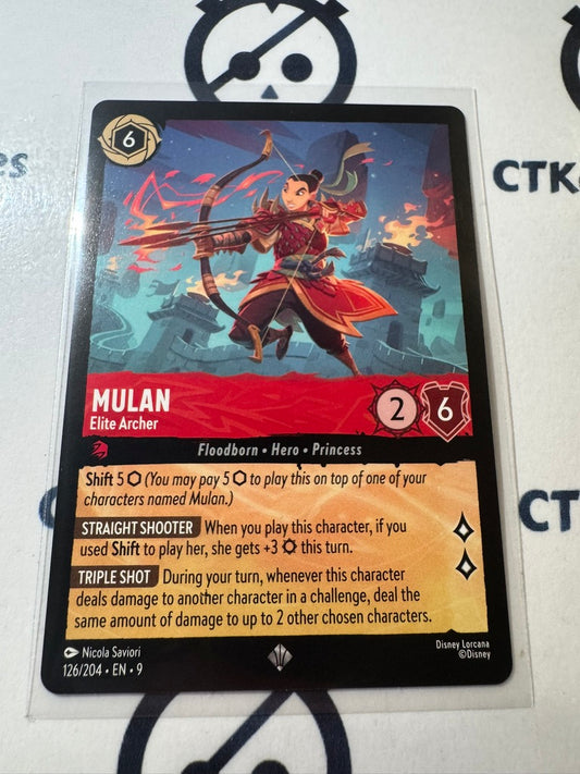 Disney Lorcana Fabled NON-FOIL 	126/204 Mulan - Elite Archer SR