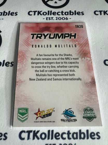 2026 Select NRL League Heroes Tryumph RED #TR20 Ronaldo Mulitalo Sharks