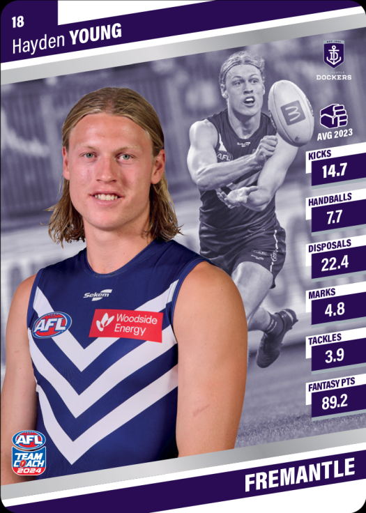 2024 AFL Teamcoach Silver Card #18 Hayden Young Dockers
