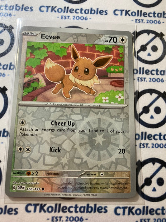 Eevee Reverse Holo #166/197 2023 Obsidian Flames Pokemon Card