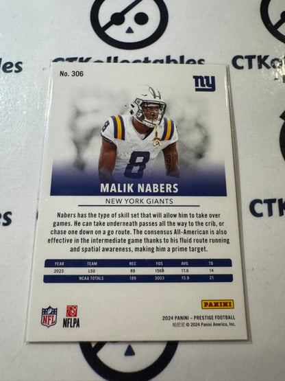 2024 NFL Prestige Rookie Card #306 Malik Nabers New York Giants