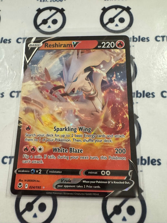 Reshiram V #024/195 Ultra Rare Silver Tempest Pokémon Card