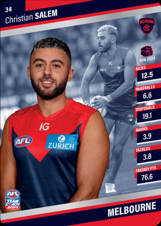 2024 AFL Teamcoach Silver Card - Christian Salem #34 Demons