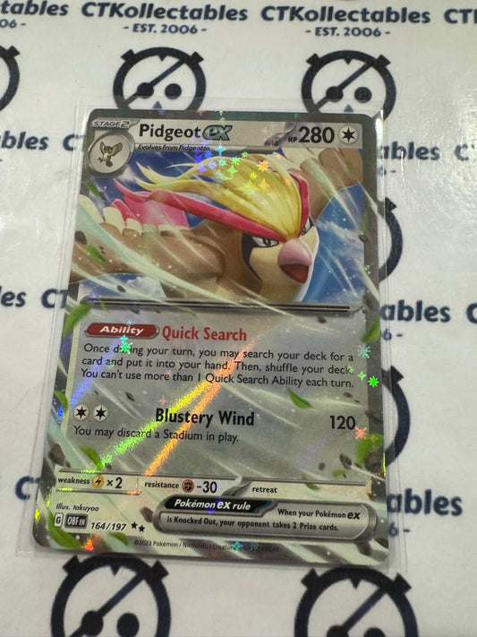 Pidgeot EX Double Rare #164/197 2023 Obsidian Flames Pokemon Card