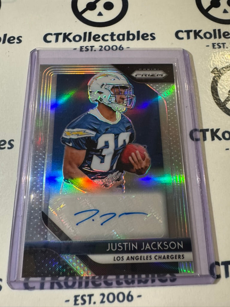 2018 NFL Prizm Justin Jackson Silver Prizm Auto RA-JU Chargers