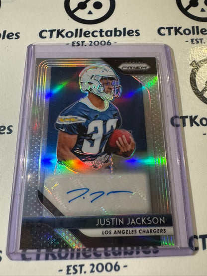 2018 NFL Prizm Justin Jackson Silver Prizm Auto RA-JU Chargers