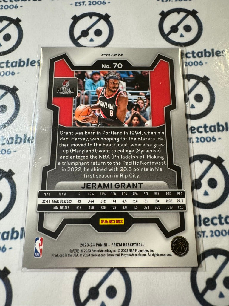 2023-24 NBA Panini Prizm Jerami Grant Green Prizm #70 Portland