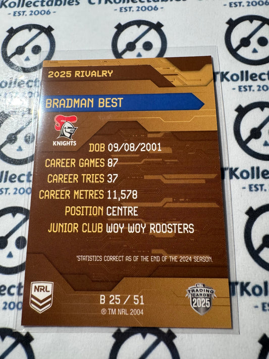2025 NRL Rivalry Bronze Special Edition Bradman Best #25/51 Knights