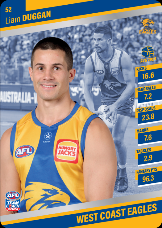 2024 AFL Teamcoach Silver Card #52 Liam Duggan Eagles