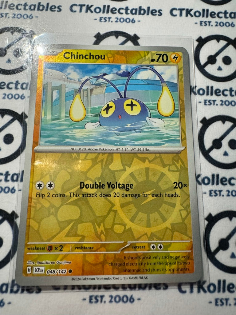 Chinchou Reverse Holo #048/142 Stellar Crown Scarlet & Violet Pokemon