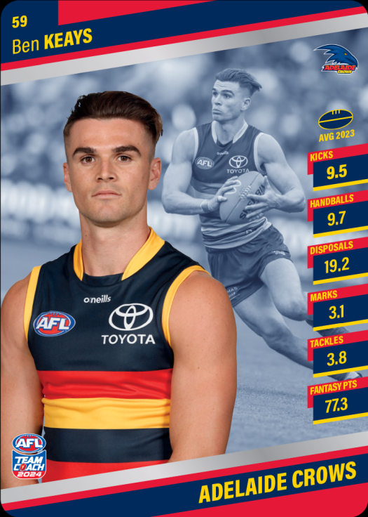 2024 AFL Teamcoach Silver Card #59 Ben Keays Crows