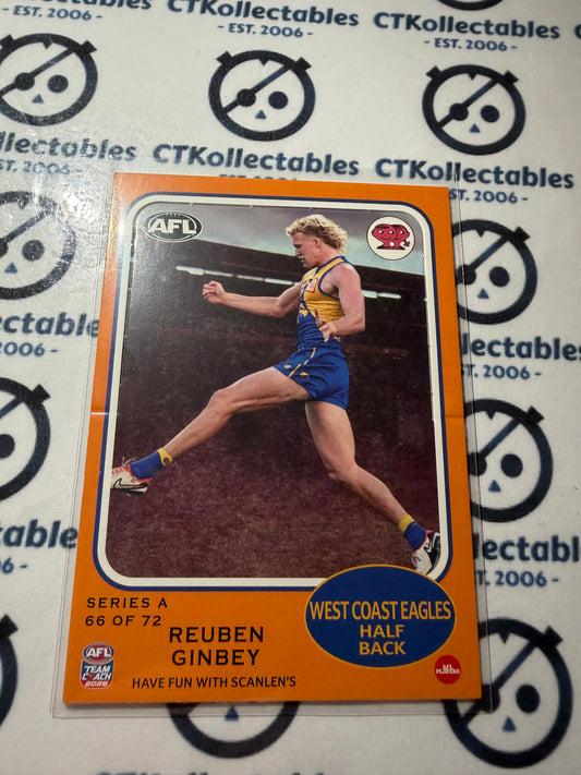 2026 Teamcoach AFL Scanlens Die-Cut Reuben Ginbey 66 of 72 Eagles