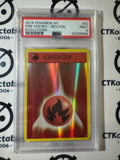 2016 Pokemon Xy Evolutions Fire Energy Reverse Holo PSA 9