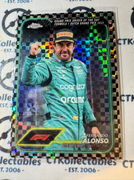 2024 Topps Chrome F1 Fernando Alonso Checker Flag Refractor #171