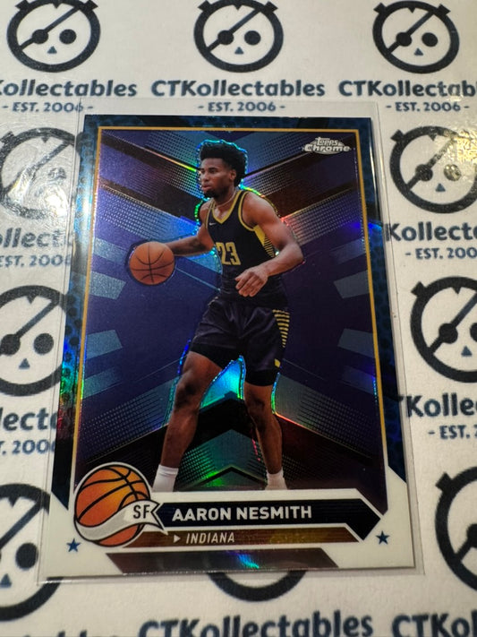 2023-24 NBA Topps Chrome Aaron Nesmith Blue Basketball Refractor #103 Pacers