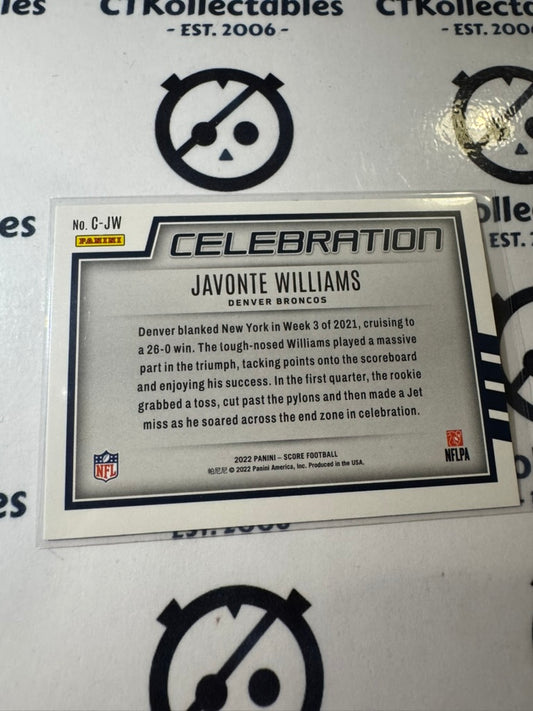 2022 NFL Panini Score Celebration #C-JW 23 Javonte Williams