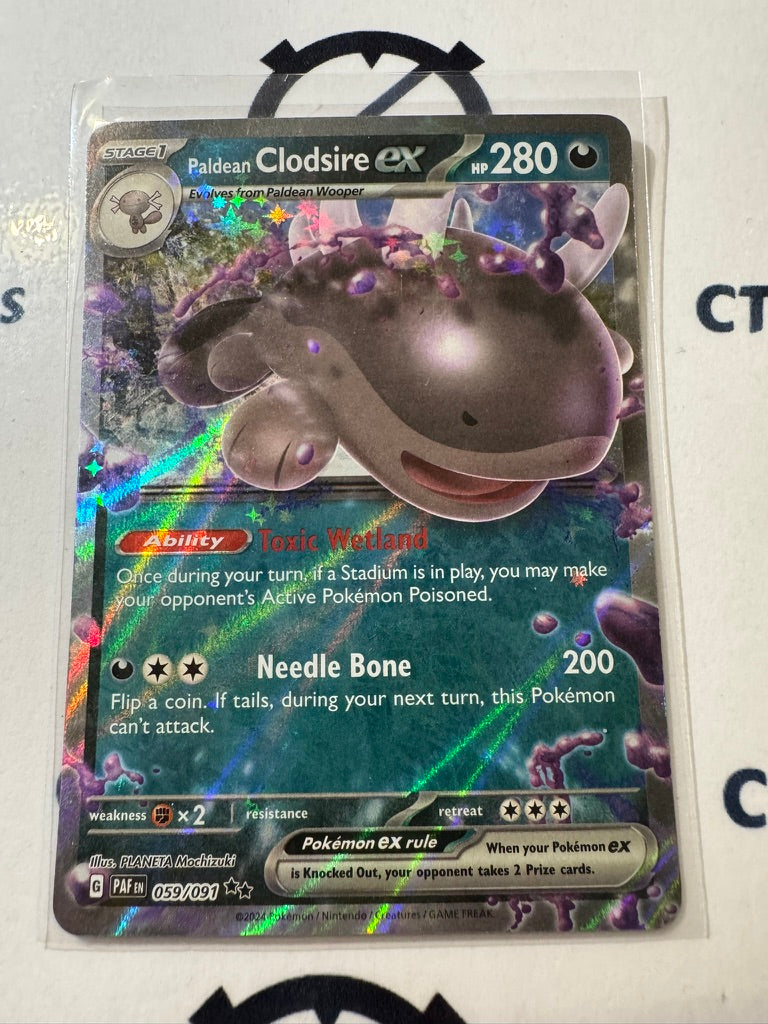 Paldean Clodsire EX Double Rare #059/091 2024 Paldean Fates Pokemon Card