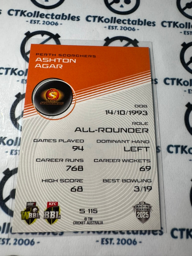 2025/26 CA Cricket Traders Ashton Agar Silver Parallel #S115