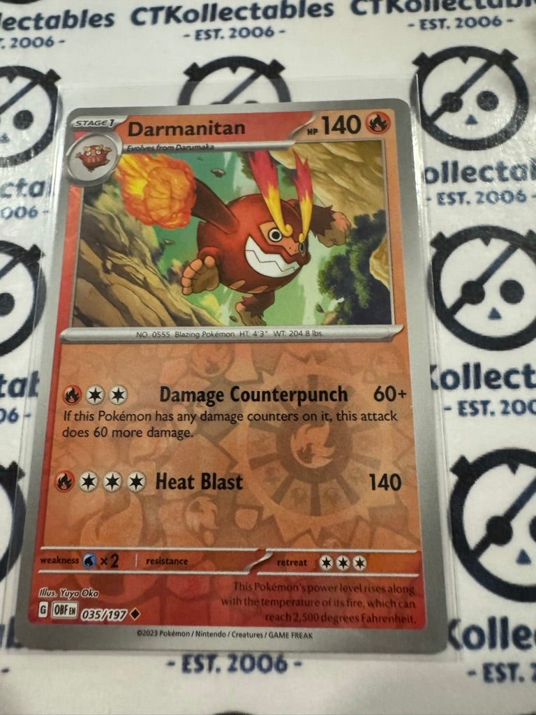 Darmanitan Reverse Holo #035/197 2023 Obsidian Flames Pokemon Card