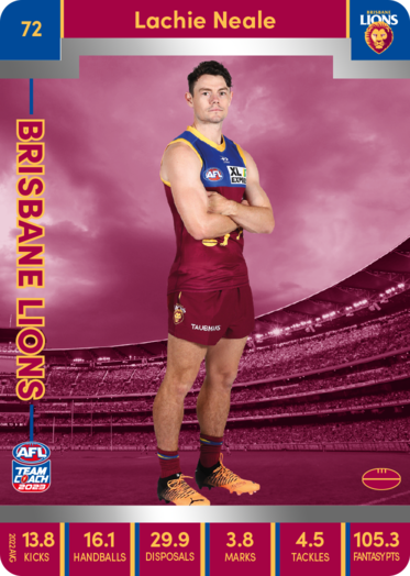 2023 AFL Teamcoach Silver Card #72 Lachie Neale