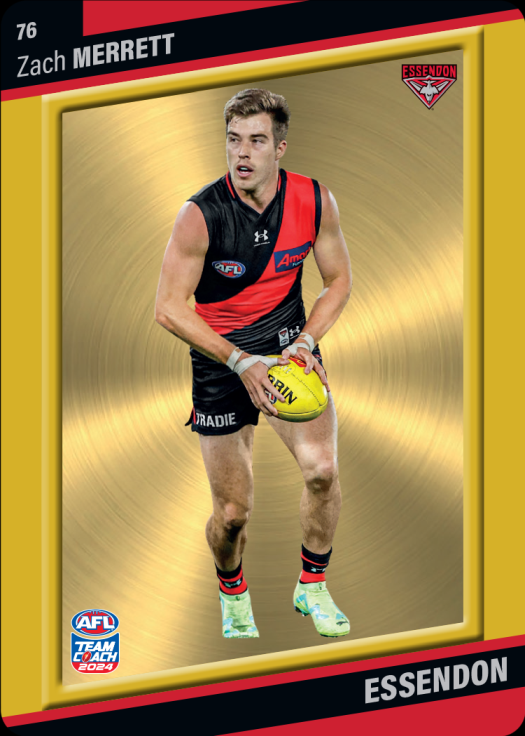 2024 AFL Teamcoach Zach Merrett Gold #76 Bombers