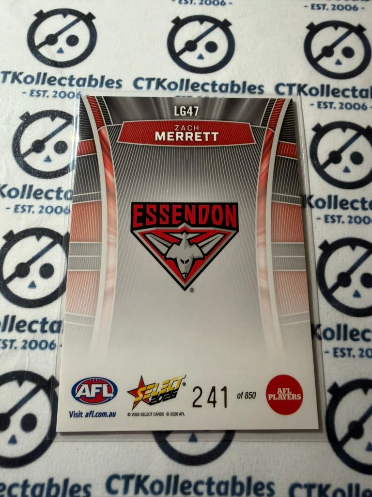 2026 Select AFL Footy Stars Hobby Luminous LG47 Zach Merrett #241/850 bombers