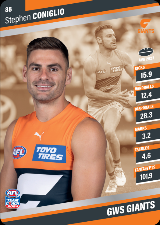 2024 AFL Teamcoach Silver Card #88 Stephen Coniglio Giants