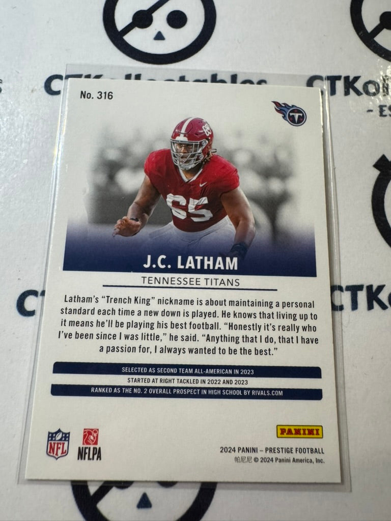 2024 NFL Prestige Rookie Card #316 J.C. Latham Tennessee Titans