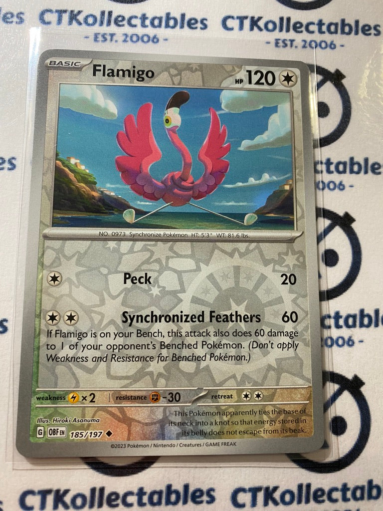 Flamigo Reverse Holo #185/197 2023 Obsidian Flames Pokemon Card