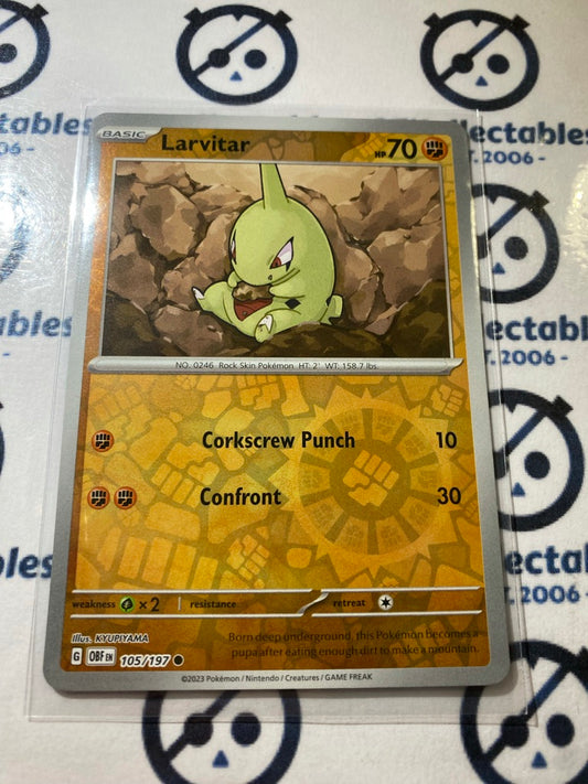 Larvitar Reverse Holo #105/197 2023 Obsidian Flames Pokemon Card