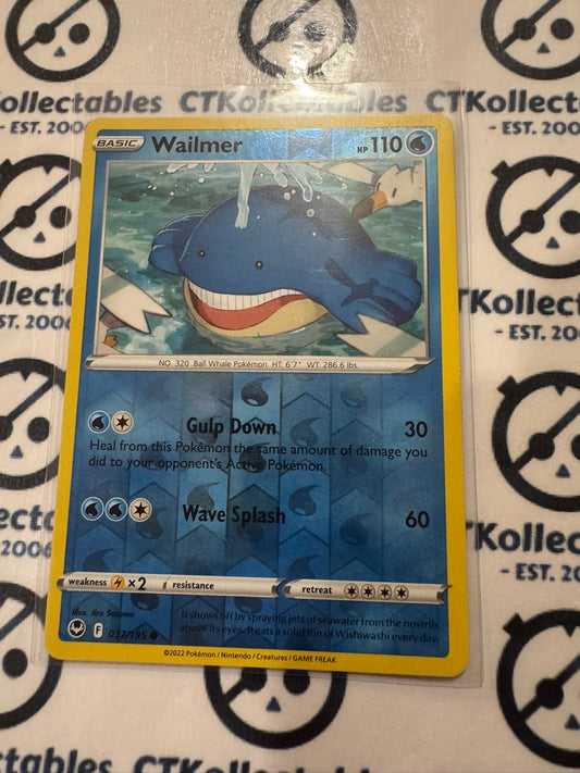 Wailmer Reverse Holo #037/195 2022 Sword & Shield Silver Tempest Pokemon Card