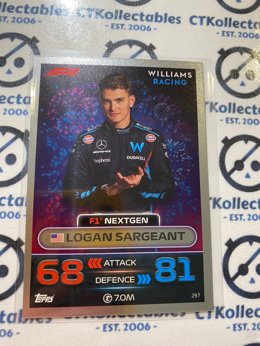 2023 Topps Turbo Attax F1 -Foil Logan Sargeant Next Gen #297 Williams