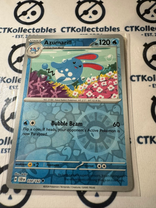 Azumarill Reverse Holo #034/142 Stellar Crown Scarlet & Violet Pokemon