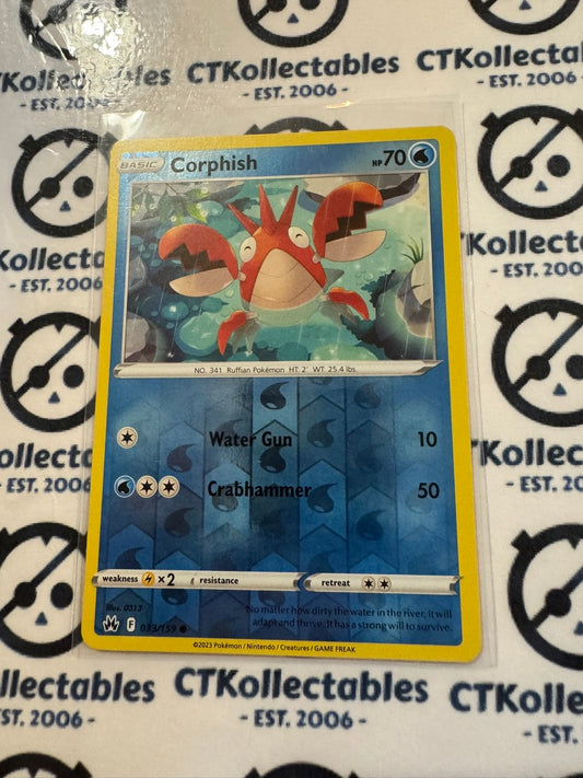 Corphish Reverse Holo #033/159 Crown Zenith Pokémon Card