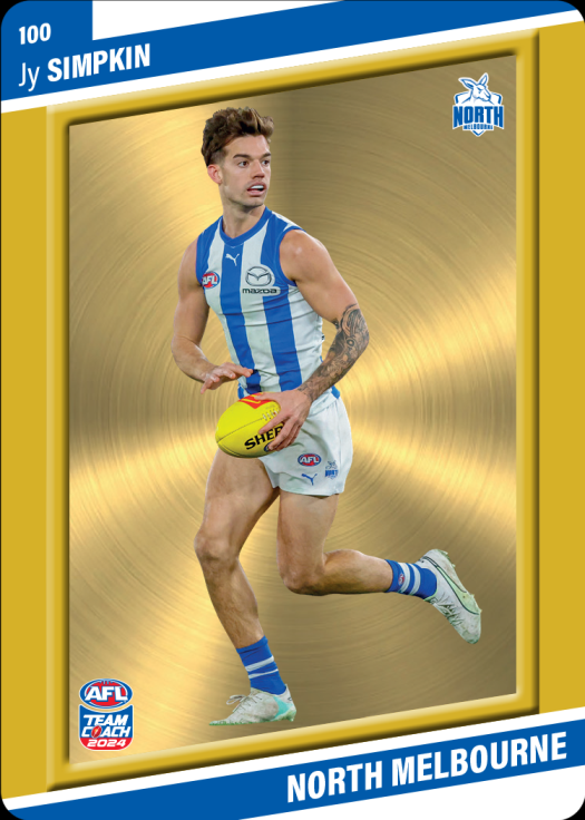 2024 AFL Teamcoach Gold - Jy Simpkin #100 Kangaroos