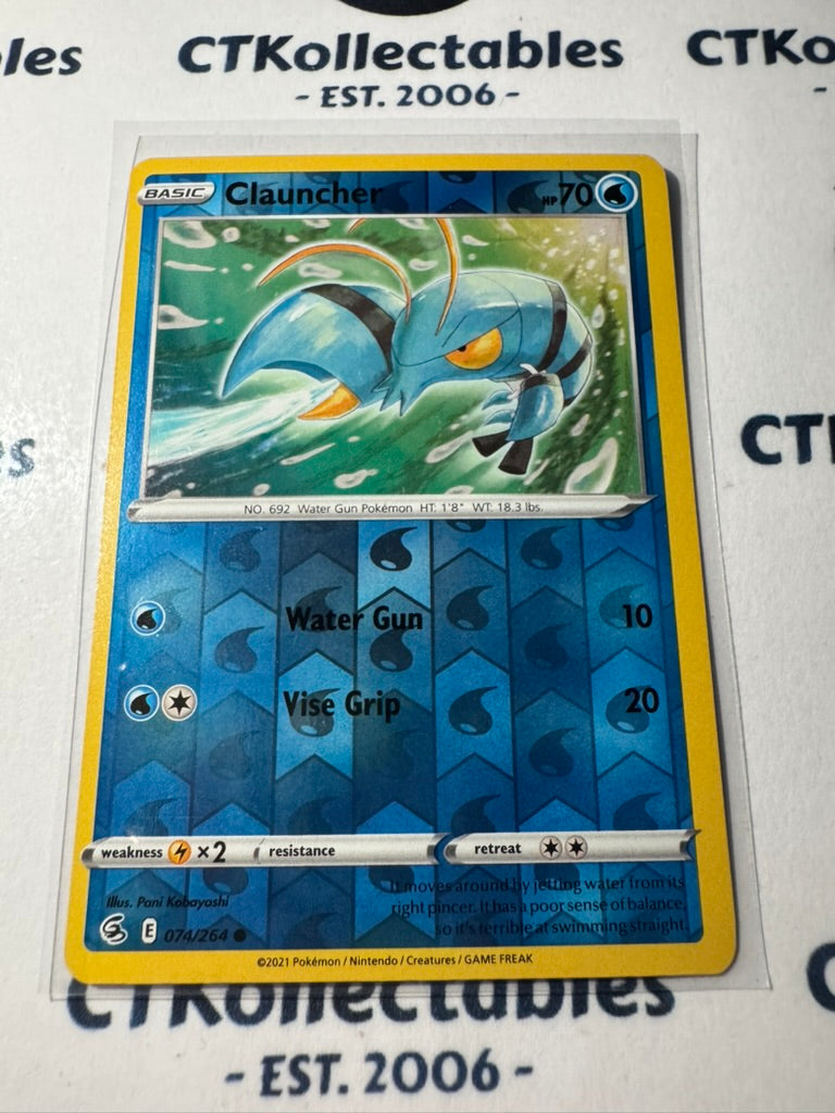 Clauncher Reverse Holo #074/264 Sword & Shield Fusion Strike Pokemon