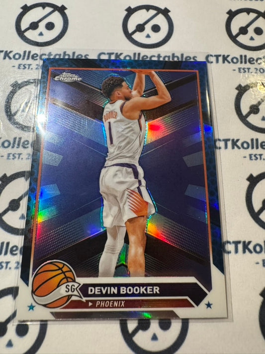 2023-24 NBA Topps Chrome Devin Booker Blue Basketball Refractor #181