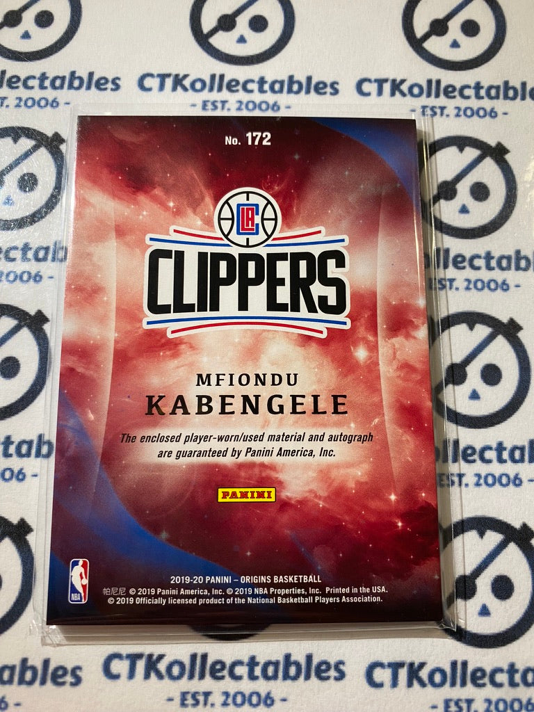 2019-20 NBA Panini Origins Mfiondu Kabengele Rookie Patch Auto Clippers