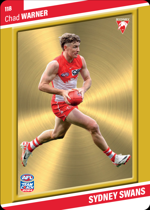 2024 AFL Teamcoach Chad Warner Gold #118 Swans