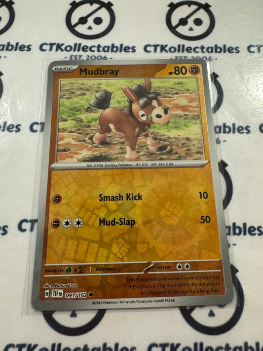 Mudbray Reverse Holo Scarlet & Violet Temporal Forces # 091/162 Pokemon