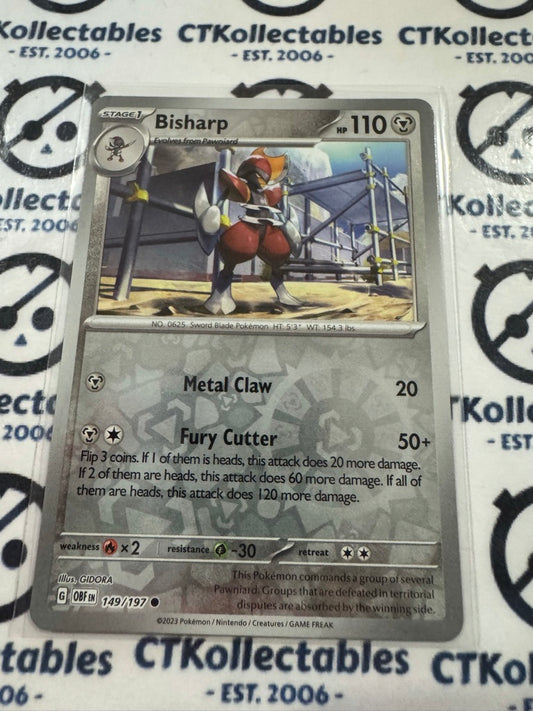 Bisharp Reverse Holo #149/197 2023 Obsidian Flames Pokemon Card